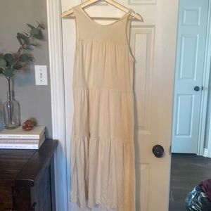 Cotton ivory Everlane casual rouched dress, size Medium